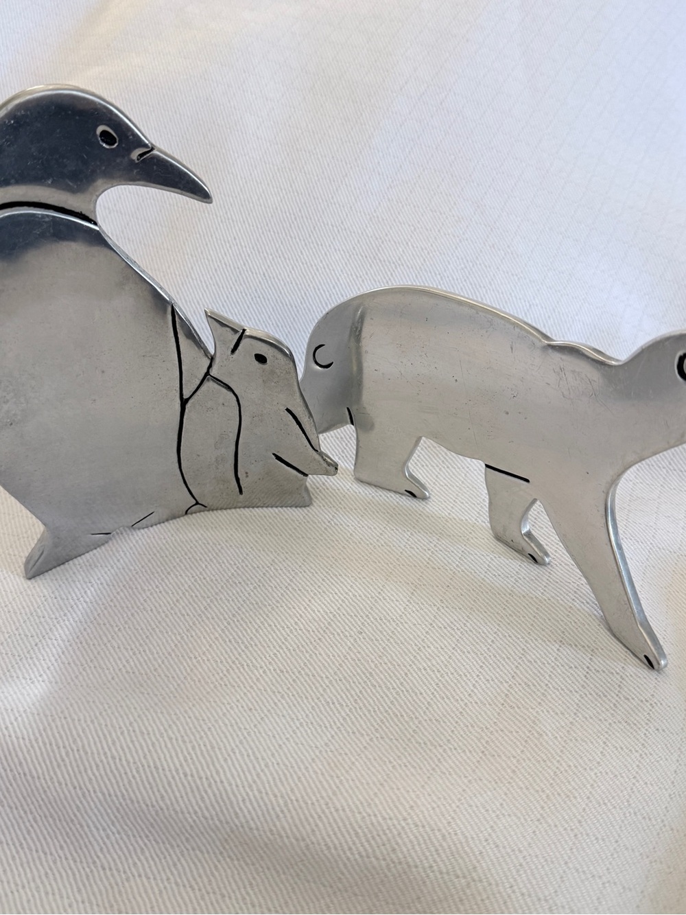 Vintage Hallmark HMK CDS Metal Freestanding Figurine Set Penguins and polar bear